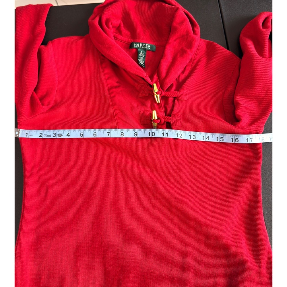Ralph Lauren Toggle Shawl Collar Pullover Sweater Women's Red Cable Knit Small - Picture 11 of 13